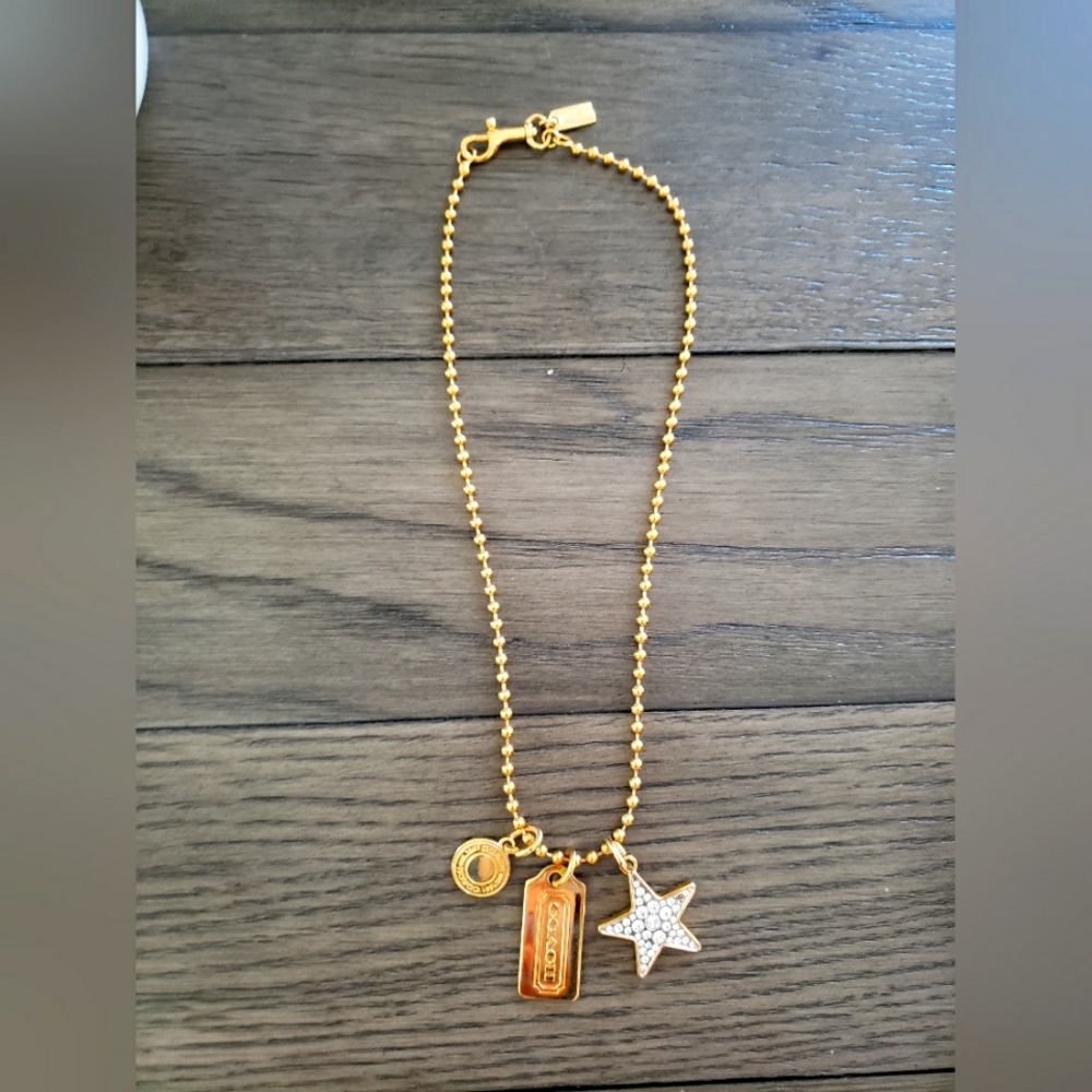 Coach Tag Necklace Gold Plated
